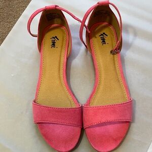 FIONI Clothing Coral-Pink Suede Ankle-Strap Sandals